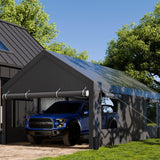 JAMFLY Carport, 12x20 ft Heavy Duty Carport with Roll-up Windows, Portable Garage with Removable Sidewalls & Doors, Car Canopy with Sandbags and All-Season Tarp for Car Boat Truck Motorcycle JAMFLY