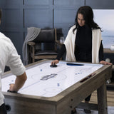 American Legend Brookdale Air-Powered Hockey Table with Rustic Wood Grain Finish, Angled Legs and Turnbuckle Accents Brown, 75.31"L x 38.98"W x 8.5"H American Legend