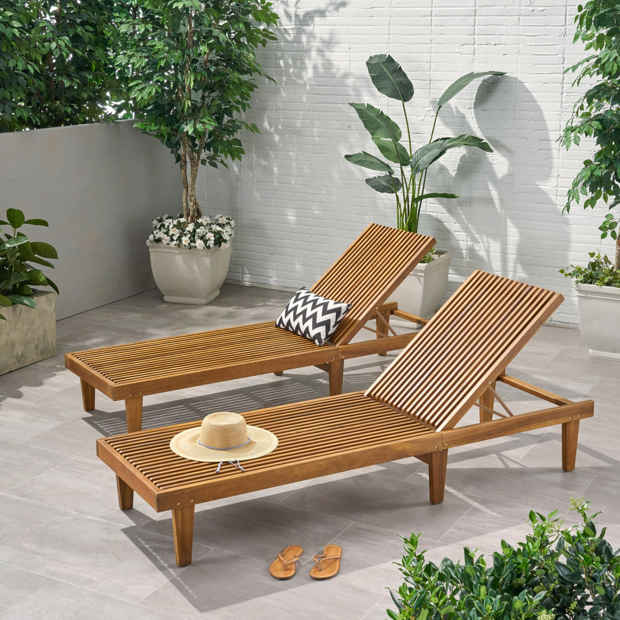 Christopher Knight Home Nadine Outdoor Wooden Chaise Lounge (Set of 2), 78.75 "W x 24 "D x 12 "H, Teak Christopher Knight Home