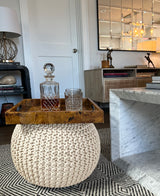 FRELISH DECOR Round Pouf Ottoman Hand Knitted 100% Cotton Pouf Foot Stool - Knitted Bean Bag - Floor Chair for Living Room Bedroom - Foot Rest for Couch (20 Diameter x 14 Height) - Natural FRELISH DECOR