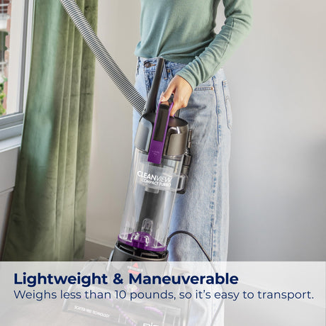 Bissell CleanView Compact Turbo Upright Vacuum with Quick Release Wand, Full Size Power, Compact Size for Apartments & Dorms, 3437F Bissell
