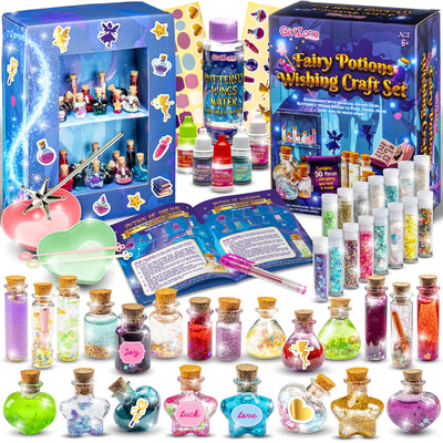 GirlZone Fairy Potions Wishing Craft Set, Kids Potion Making Kit with 50 Pieces to Create Fairy Potion Fun Crafts for Girls 8-12, Ideal Gift for Kids