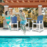 YUSSJI Tall Adirondack Chairs Patio Bar Tables Set of 5 Weather Resistant HDPE 35" Round Outdoor Bar Adirondack Barstools Plastic Height Table Pub, for Garden, Backyard, Yard, Pool, Fire, Pit (Blue) YUSSJI