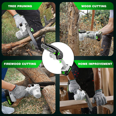CEEPUY Mini Chainsaw Cordless,6 Inch Portable Electric Chain Saw w/Automatic Oiler/Battery Powered Small Handheld Saw w/Security Lock Trees Branches Trimming,Wood Cutting, 2 Batteries 3 Chains 2025 CEEPUY