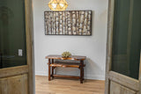 Rustic Log Live Edge Wooden Console Sofa Table for Entryway with Shelf Storage (Honey Pine) Southern Rustic Logwerks