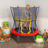 SKYWALKER TRAMPOLINES 48” Round, Indoor Outdoor Mini Trampoline for Kids Toddler Bouncer with Enclosure Net, Padded Frame, Cover and Handlebar, No-Gap Safe Design, Zoo Adventure Skywalker Trampolines