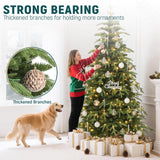 YITAHOME 7.5FT Prelit Slim Fraser Grande Christmas Tree with Remote Control, Artificial Hinged Drooping Pencil Prelit Holiday Christmas Tree w/ 2199 Mixed PE & PVC Tips, 400 Lights & 11 Light Modes YITAHOME