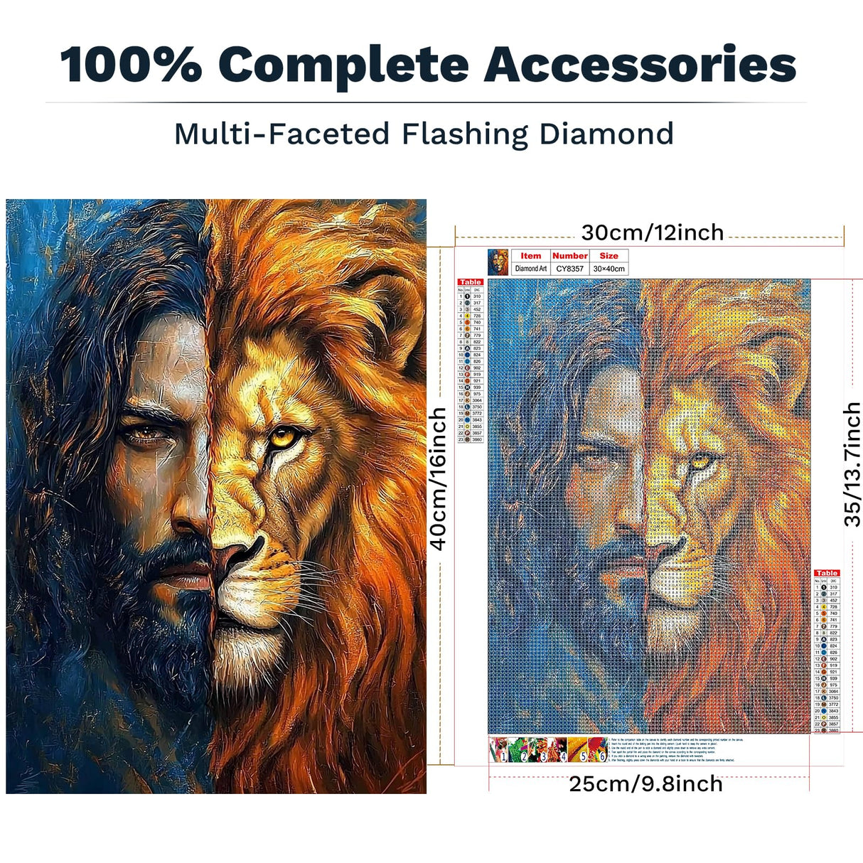 ZENDIYO Jesus Lion Diamond Painting Kits for Adults, 5D Diamond Art Kits for Adults Beginners, DIY Full Drill Diamonds Dots Gem Art Painting and Crafts for Home Wall Decor 12x16inch ZENDIYO