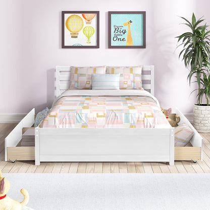 Harper & Bright Designs Modern Full Storage Bed with 4 Drawers in White - WoodArtSupply