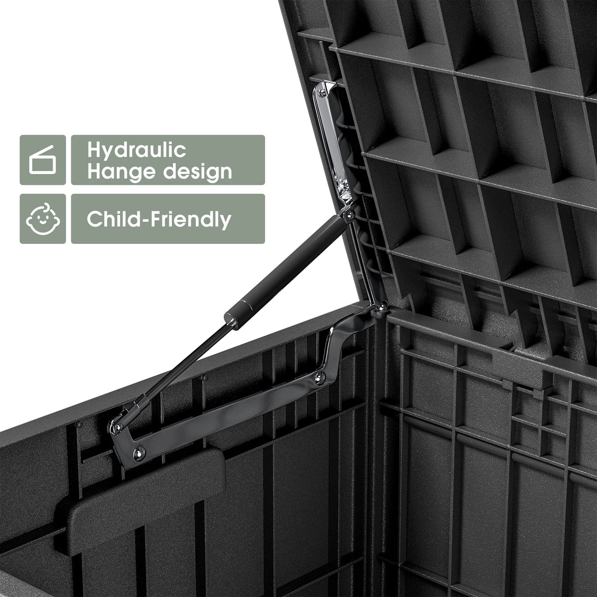 Greesum 82 Gallon Resin Deck Box All Weather Large Outdoor Storage for Patio Furniture, Toys, Garden Tools, Lockable, Black Greesum