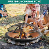 YITAHOME 30in Steel Replacement Fire Bowl with Round Spark Screen, Poker and Detachable Grate, Wood Burning Fire Pit Bowl for DIY or Existing Outdoor Patio Fire Pit YITAHOME