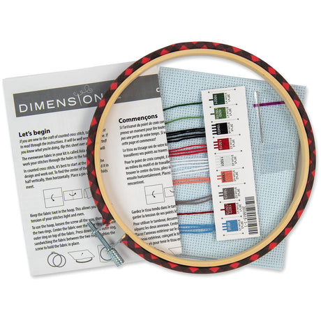 Dimensions 72-09005 Holiday Family Truck Christmas Counted Cross Stitch Kit for Beginners, 6" D, 14 Cnt. White Aida, 5pcs Dimensions