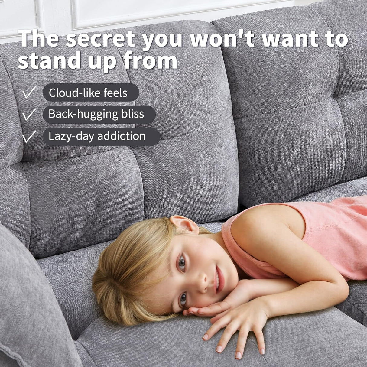 84" Loveseat Sofa, Modern Couches for Living Room,Double-Layer Cushion Cloud Couch with Deep Seat,Super Comfy Chenille Sofas,Sturdy Frame, Easy Assembly for Bedroom, Apartment, Office, Dark Grey Opiesit