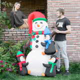 VIVOHOME 6FT Christmas Inflatable Outdoor Decoration, Snowman with Penguin, Navidad Blow Up Yard Decor with Built-in LED Light for Lawn, Garden, Party VIVOHOME