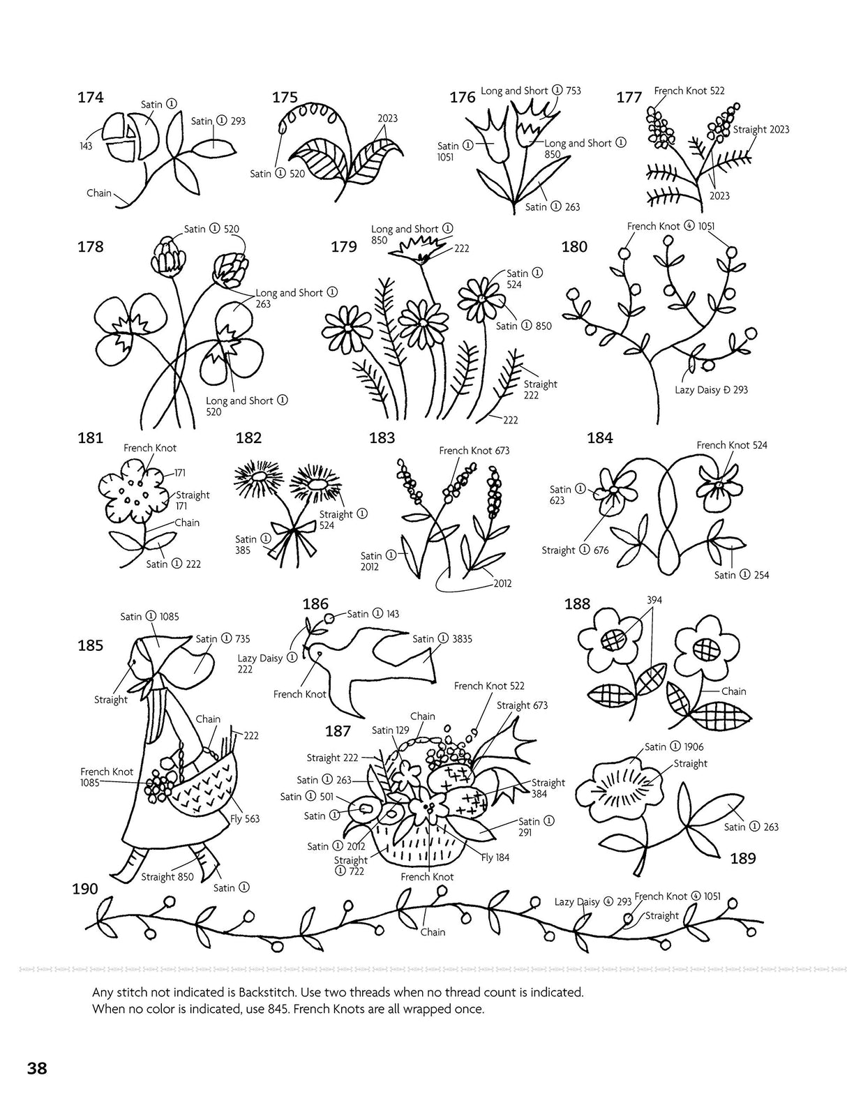 500 Simply Charming Designs for Embroidery: Easy-to-Stitch Monograms and Motifs (Design Originals) Patterns for the Home, Holidays, Food, Animals, and Borders, with Stitch Guide and Gallery Design Originals