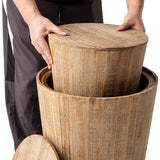 Aoikax Farmhouse Nesting Barrel Side Table, Rustic Space Saving Storage End Table Set Fully Assembled, Natural Distressed Finish Aoikax