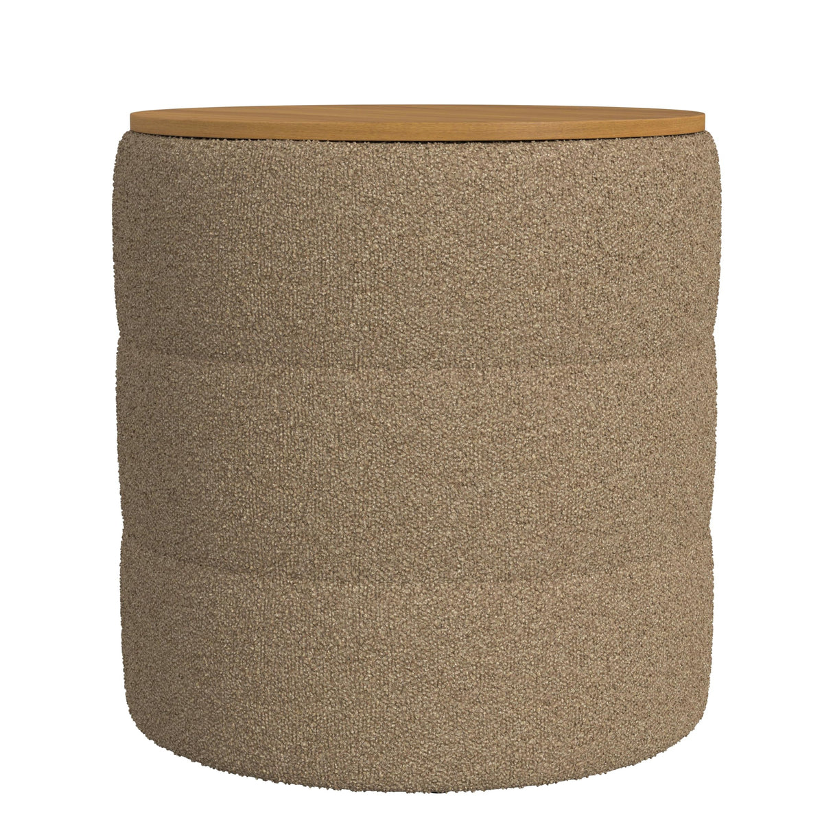 HomePop Channel Storage Ottoman with Wood Top - Brown Boucle HomePop