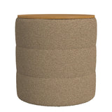 HomePop Channel Storage Ottoman with Wood Top - Brown Boucle HomePop