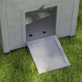 PawHut Duck Coop, Wooden Duck House, Outdoor Small Animal House with Openable Roof, Double Doors, Removable Base for 1-3 Ducks, Light Gray PawHut