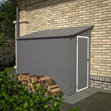 YOPTO 4x8 FT Outdoor Storage Shed,Lean to Metal Shed W/Floor Included,Garden Storage Shed W/Lockable Door,All Weather Waterproof Tool House W/ 2 Air Vents,for Backyard,Patio,Lawn,Garden,Gray YOPTO