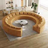 Modular Sectional Sofa Couch for Living Room,Corduroy Comfy Upholstered Cloud Couch，2 Piece Free Combination Curved Sofa with Pillows and High-Density Foam for Bedroom, Salon (Yellow, 6 Seat Sofa) BearDen Creations