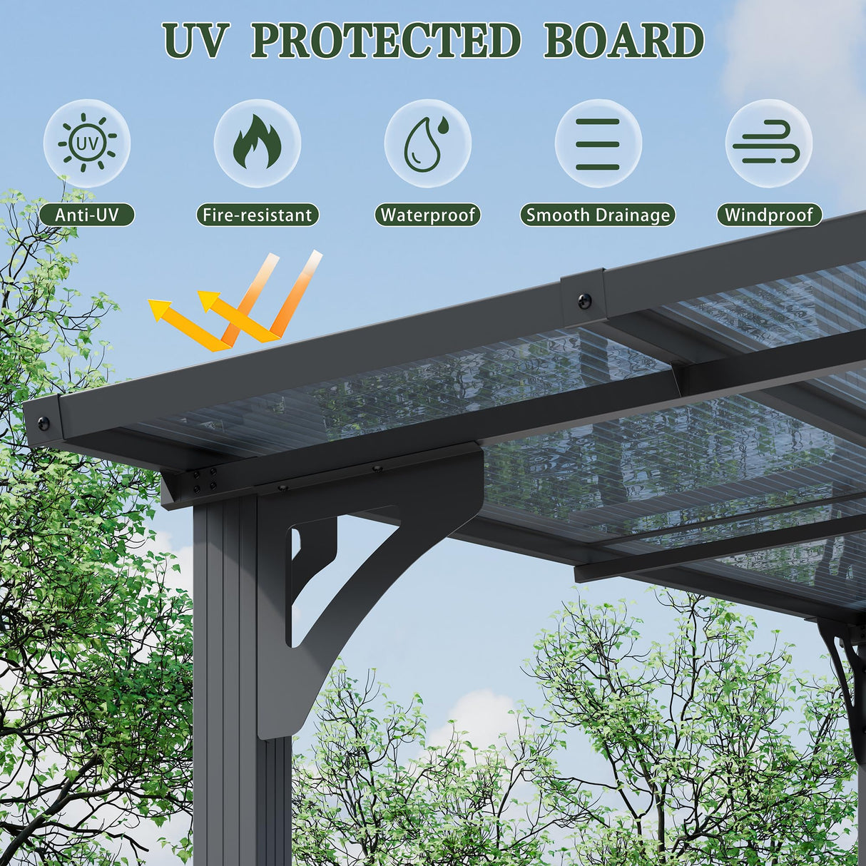 Vongrasig 10’ x 8’ Gazebo for Patio, Large Wall-Mounted Pergola Gazebo on Clearance, Outdoor Lean to Awnings for Backyard, Deck, Patio Vongrasig