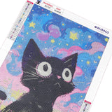 HEIBAGO Starry Night Cat Diamond Art Kits for Adults Beginners, 5D Diamond Painting Animal Kits, DIY Full Round Drill Diamond Dots Paintings Picture Gem Art Craft for Home Wall Decor 12x16 Inch HEIBAGO