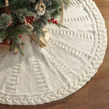LimBridge Knitted Christmas Tree Skirt: 48 Inches Cream White Tree Skirt, Braided Cable Knit Thick Rustic Christmas Tree Decorations, Farmhouse Christmas Decor Xmas Holiday Home Party Decorations LimBridge