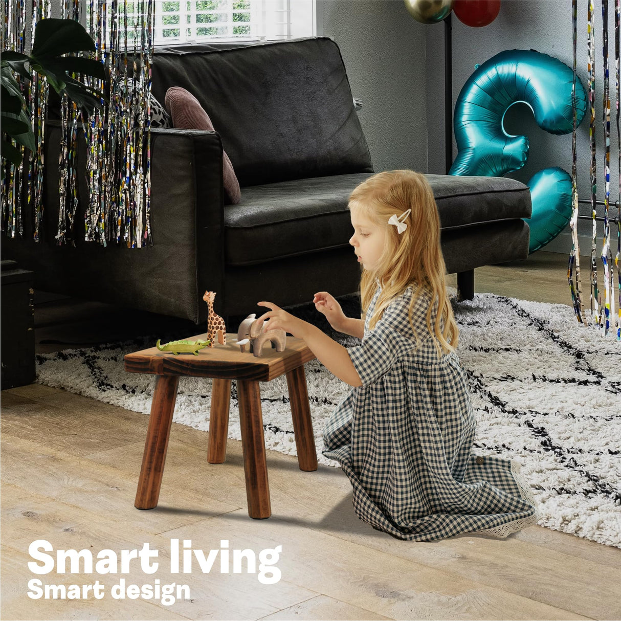 ENKEZI Shower Bench - Shower Foot Rest 12 in, Shower Stool for Shaving Legs, Rustic Scandinavian Stool - Multi-Purpose Wood Plant Stool, Adult Step Stool, (Scandinavian) ENKEZI