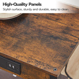 HOOBRO Side Table with Charging Station, Set of 2 End Tables with USB Ports and Outlet, Nightstand with 2-Tier Storage Shelf, for Living Room, Bedroom, Small Space, Rustic Brown and Black BF91UBZP201 HOOBRO