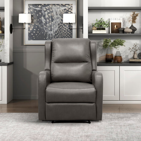 Lexicon Manual Recliner Chair, Reclining Sofa Chair, Home Theater Seating, Wall Hugger, Manual Recliner for Living Room/Office/Apartment, Easy Assembly, Gray Faux Leather Lexicon