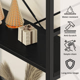 IRONCK Industrial Bookcases and Bookshelves, 5-Tiers Corner Bookcase with Curved Panels, L Shaped Shelf with Metal Frame for Open Storage for Living Room Home Office, Black IRONCK