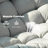 TIMWNER Double Papasan Patio Rocking Chair,Double Oversized Papasan Rocking Chair with Thick Cushions,Perfect for Indoor, Patio, or Balcony Use, Modern Outdoor Loverseat for Two.Grey TIMWNER
