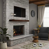 BoscoMondo 48 Inch Fireplace Mantel - Solid One Piece Rustic Wood - Wall Mounted Floating Farmhouse Shelf - with Invisible Heavy Duty Metal Bracket (48", Intense Brown) BoscoMondo