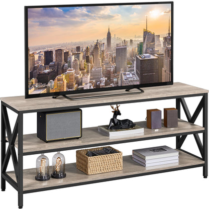 Yaheetech TV Stand for 65 Inch TV with Storage for Living Room, Industrial Entertainment Center TV Console Table with 3 Shelves, Sturdy Wooden TV Table with Metal Frame, 55 x 16 x 24.5'', Gray