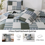 Jessy Home Bedspread Set Queen Size Quilt Set Bedding Lightweight Bedspread Plaid Patchwork Bedding Reversible Quilt Stripe Line Style Mens Quilts Coverlet Soft Breathable Bedspread Queen Bed Jessy Home