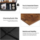 SONGMICS Nightstand, Industrial Bedside Table with 2 Fabric Drawers, Storage Shelves, Vertical Dresser Storage Tower with Wooden Top, Metal Frame, Labels, Rustic Brown and Black ULVT03H SONGMICS