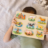Melissa & Doug Farm Sound Puzzle - Wooden Peg Puzzle With Sound Effects (9 pcs) Melissa & Doug