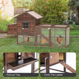 Outdoor 80'' Chicken Coop for Chickens Wooden Hen Fence,Duck,Chicken Cage with Nesting Box & Removable Tray,Small Animal Hutch for Backyard Poultry Coffe GREZJXC