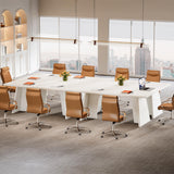 Tribesigns White Executive Desk, 63" Large Office Computer Conference Meeting Table with Wooden Robust Pedestal, Simple Modern Workstation Business Furniture for Home Office Tribesigns