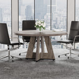 Tribesigns 47-Inch Round Conference Table for 4-6 People, Wooden Meeting Room Table with Thicken Tabletop and Wood Base (Grey) Tribesigns