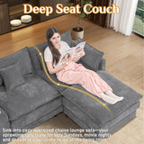 145" U Shaped Cloud Couch Sectionals Comfy Grey Sectional Couches for Living Room Modern Fluffy Oversized Modular Sofas, Chenille Large Big 6 Seat Sofa Set USB Port Central Console Ottoman ONEMMLION