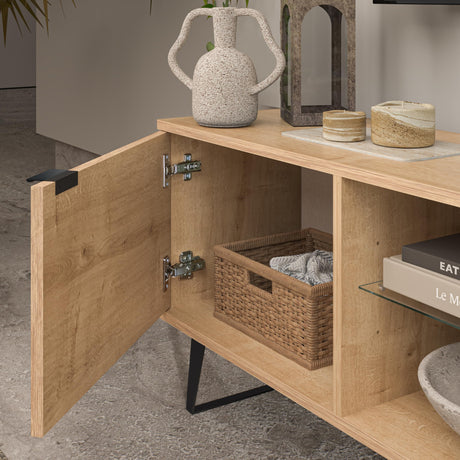Atelier Mobili Mid Century Modern TV Stand 75 inch | Farmhouse Entertainment Center with Storage | TV Stand for 75 Inch TV | Oak TV Stand for Living Room Entertainment Center for Bedroom TV Stand ATELIER MOBILI THE LEADER OF THE INTERCHANGEABLE FURNITURE