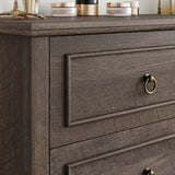 HOSTACK 6 Drawer Double Dresser, Modern Farmhouse Chest of Drawers, Wide Dressers Organizer, Accent Wood Storage Cabinet for Living Room, Hallway, HOSTACK