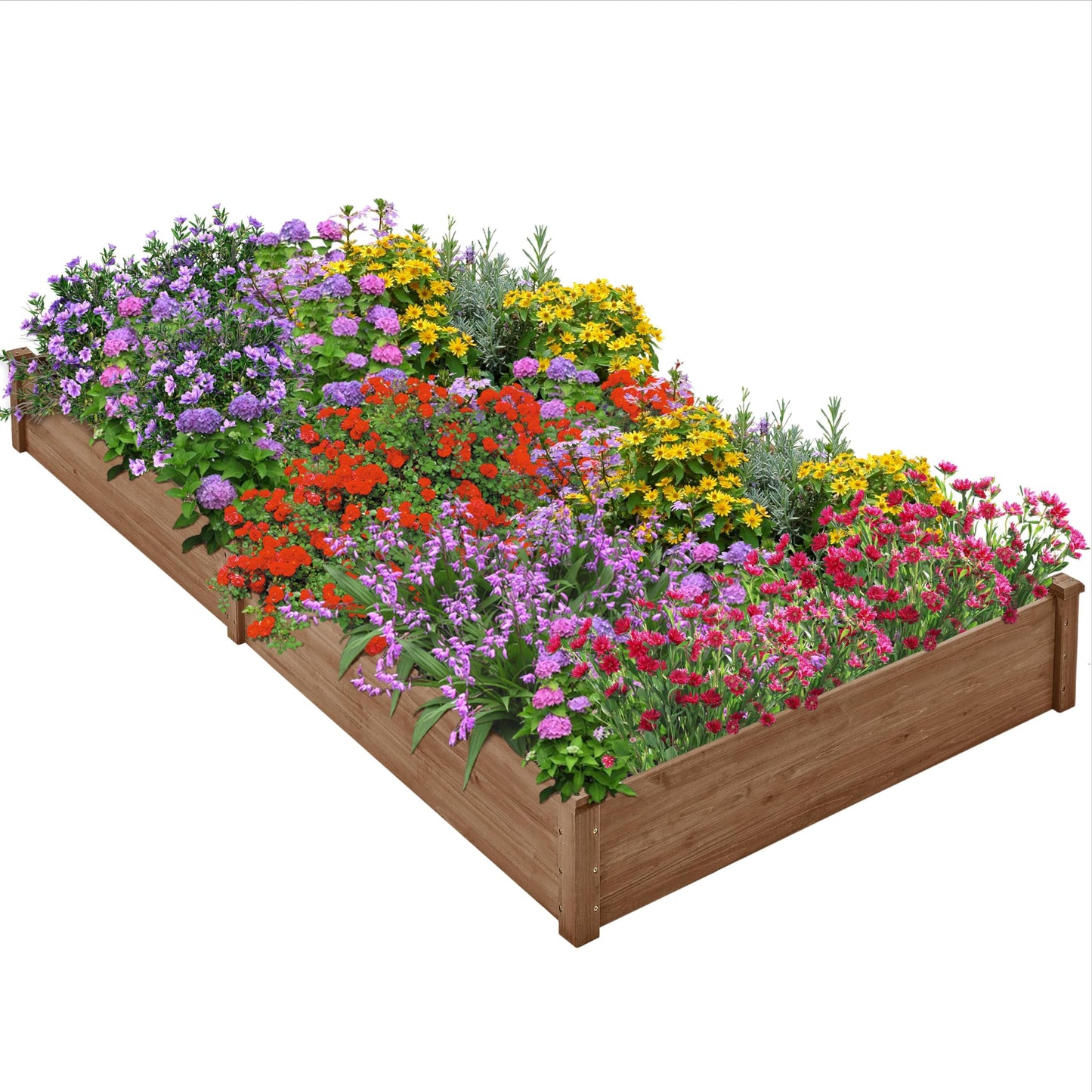 Yaheetech 8×4ft Wooden Horticulture Raised Garden Bed Divisible Elevated Planting Planter Box for Flowers/Vegetables/Herbs in Backyard/Patio Outdoor, 93 x 48 x 10in, Dark Brown - WoodArtSupply