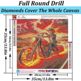 VCLKDIY Skull Motorbike Diamond Art Kits for Adults, 5D Diamond Painting Kits for Adults Beginners, DIY Full Round Drill Diamond Dot Painting Gem Art Kits for Adult, Home Wall Decor 13.8x13.8 Inch VCLKDIY