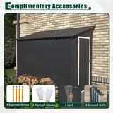 YOPTO 4×8 FT Lean to Metal Shed,Outdoor Heavy-Duty Storage Shed with Floor Base,All Weather Waterproof Garden Tool House W/Lockable Door&2 Air Vent,Reversible Door Design,for Backyard,Patio,Lawn,Black YOPTO