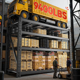 Bepatio 9400LBS Storage Shelves Garage Shelving 67.6''W 4 Tier Adjustable Metal Shelving Unit, Garage Shelves Industrial Shelf for Warehouse Basement Commercial, 67.6''Wx23.7''Dx72''H, Black Bepatio