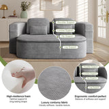 IZLKQC 75'' Convertible Folding Sofa Bed, Memory Foam Couch, Foldable Full Size Love Seat Sleeper Bed, 2-in-1 Foldable Curved Sleeper Sofa with 4 Pillows and Blanket for Living Room (Corduroy, Gray) IZLKQC