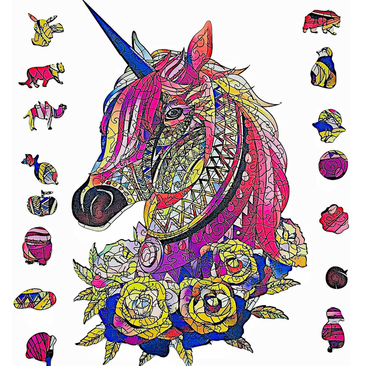 Wooden Jigsaw Puzzle for Adults,Unique Unicorn Animals Shaped Magic Jigsaw Puzzle Pieces Best Gift for Adults,Can be Used as a Cool Mouse Pad,157pcs,(11×7.5 inches) Large… TYRNDINNO
